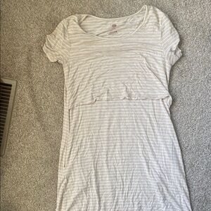 Kindred Bravely Cream Striped Nursing Midi Dress